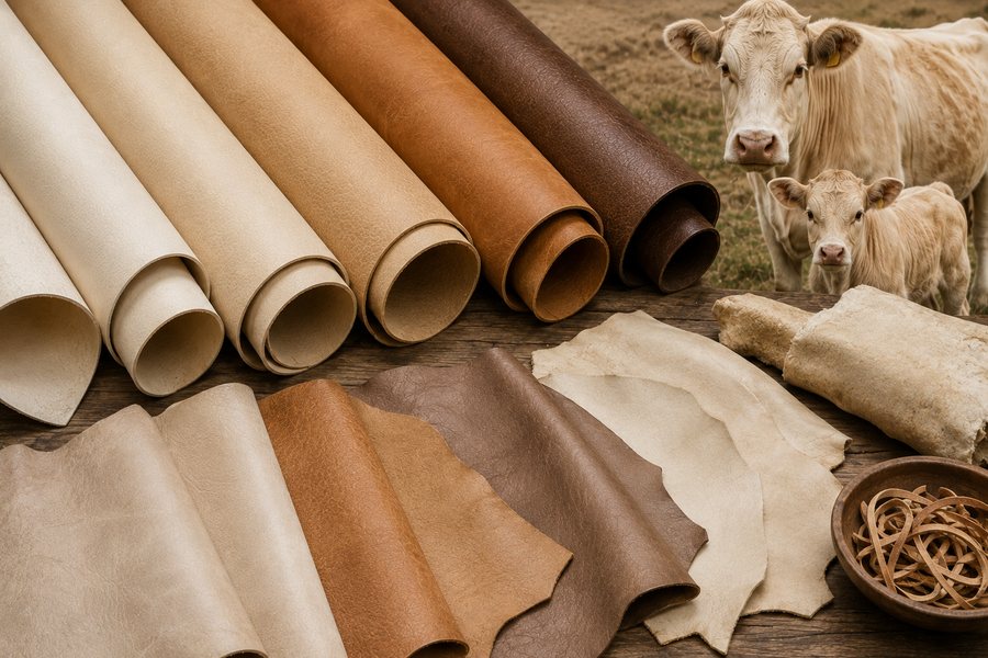 A folded piece of warm brown animal leather
