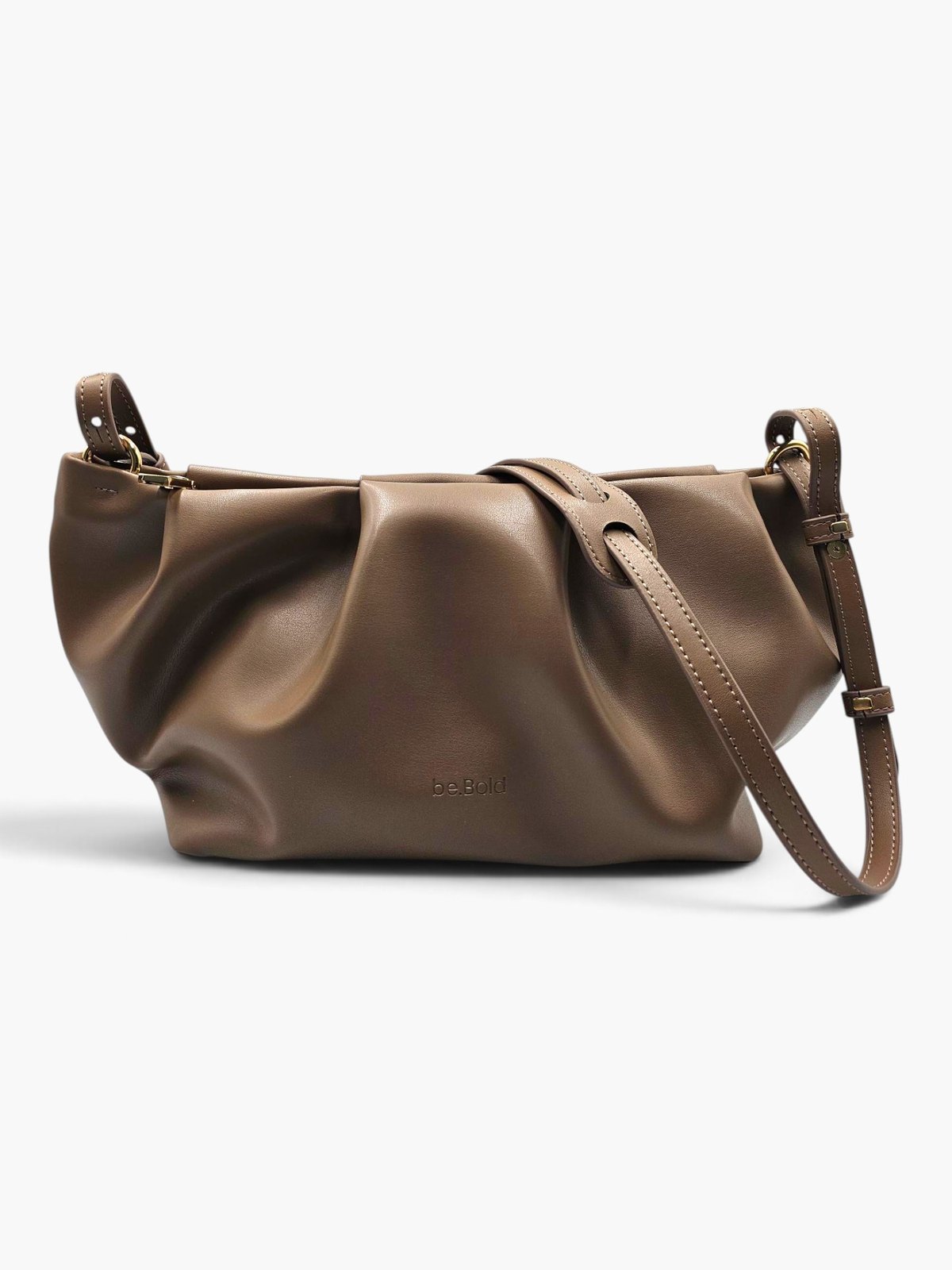 The.Chai pleated sling bag in brown taupe, front view