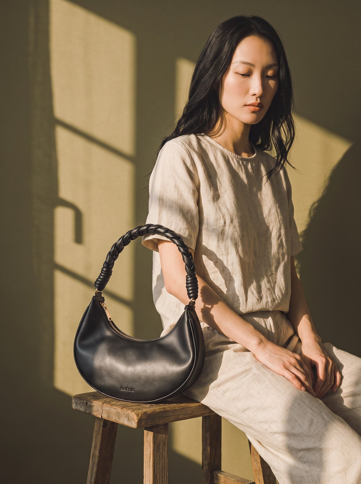 The.CP held by its braided strap while seated